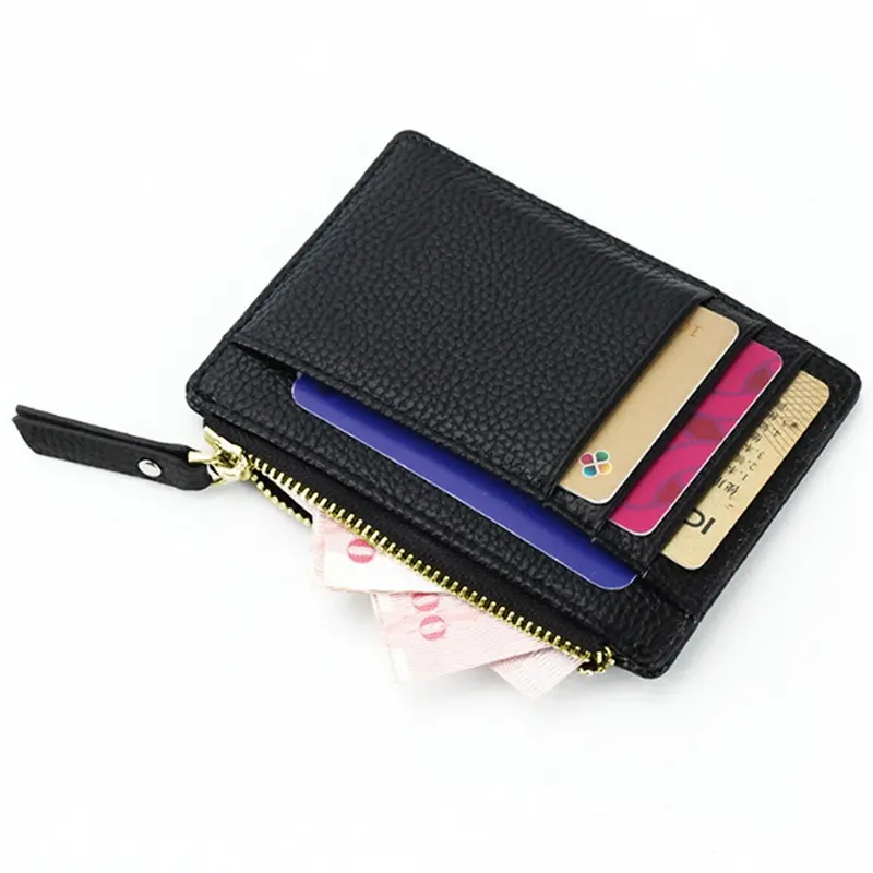 Wallet Mini PU Leather Card Holders Card Slots Purse Small Men Wallet Women Zipper Coin Pocket Ultra Thin Wallet Cardholder