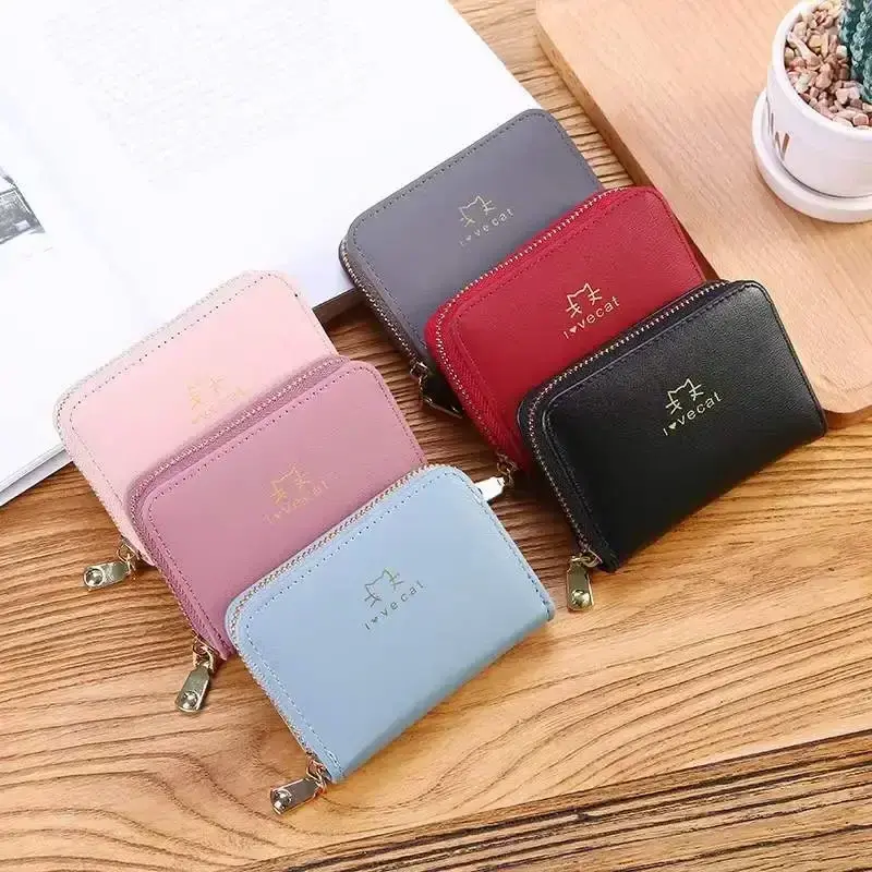 Pu Leather Short Wallet Women Card Holder Bag Portable Cute Small Zipper Money Coin Purse Men Wallet Women Clutch Pouch