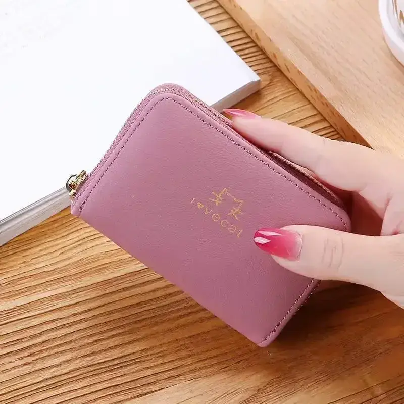 Pu Leather Short Wallet Women Card Holder Bag Portable Cute Small Zipper Money Coin Purse Men Wallet Women Clutch Pouch
