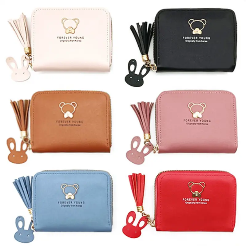 Little Bear Decoration Women's Wallet New Fashion Short Coin Purse Card Holder Small Ladies Wallet Female Hasp Mini Clutch