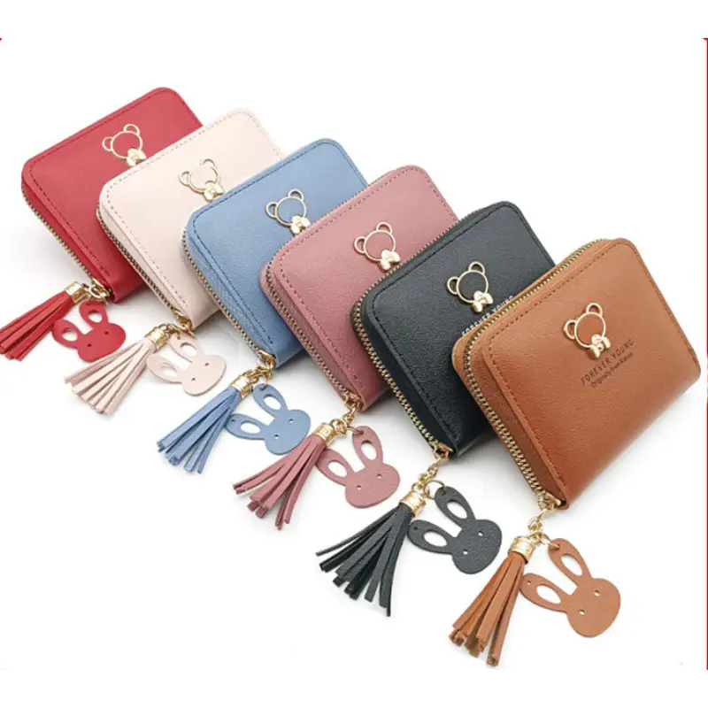 Little Bear Decoration Women's Wallet New Fashion Short Coin Purse Card Holder Small Ladies Wallet Female Hasp Mini Clutch