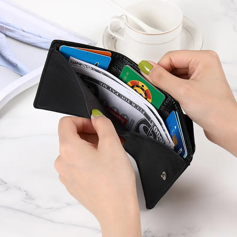 New Women Wallets Short Simple Tri-fold Purses Ladies Multi-card Bags Large-capacity Anti-theft Brush Purse Famale Mini Coin Bag