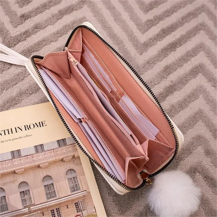 Women's Embroidered Long Wallet PU Leather Flower Pattern Ladies Coin Purse Card Holders Foldable Zipper Money Bag Mom Wallets