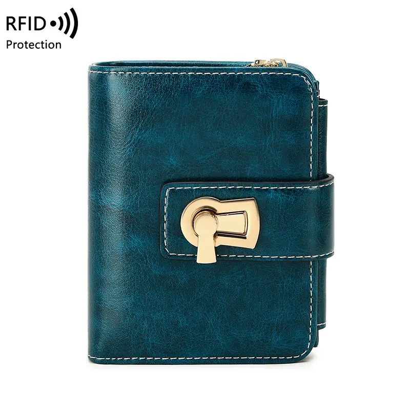 RFID Card Holder Wallets for Women Luxury Designer Purse Short Billfold Women's PU Leather	Zipper	Coin Bag Female Wallet
