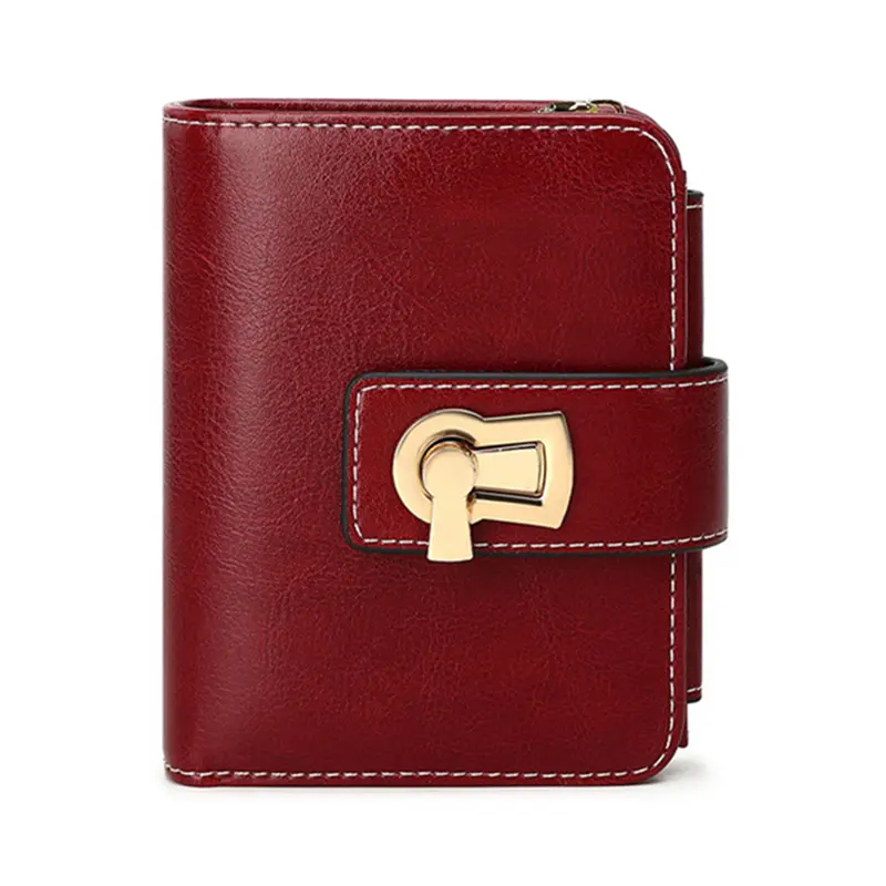 RFID Card Holder Wallets for Women Luxury Designer Purse Short Billfold Women's PU Leather	Zipper	Coin Bag Female Wallet