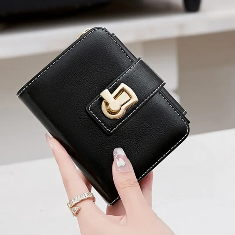 RFID Card Holder Wallets for Women Luxury Designer Purse Short Billfold Women's PU Leather	Zipper	Coin Bag Female Wallet
