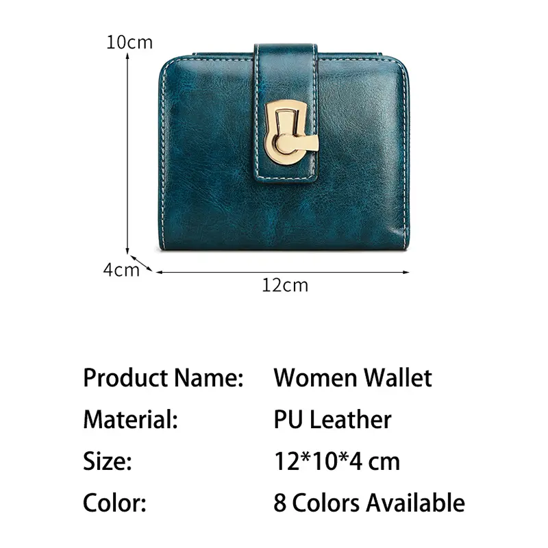 RFID Card Holder Wallets for Women Luxury Designer Purse Short Billfold Women's PU Leather	Zipper	Coin Bag Female Wallet