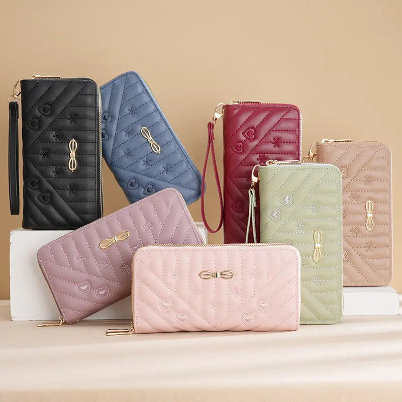 Long Women's Wallet Double Zipper Clutch Money Clip Female Leather Tassel Coin Bag Card Holder Large Capacity Embroidery Purse