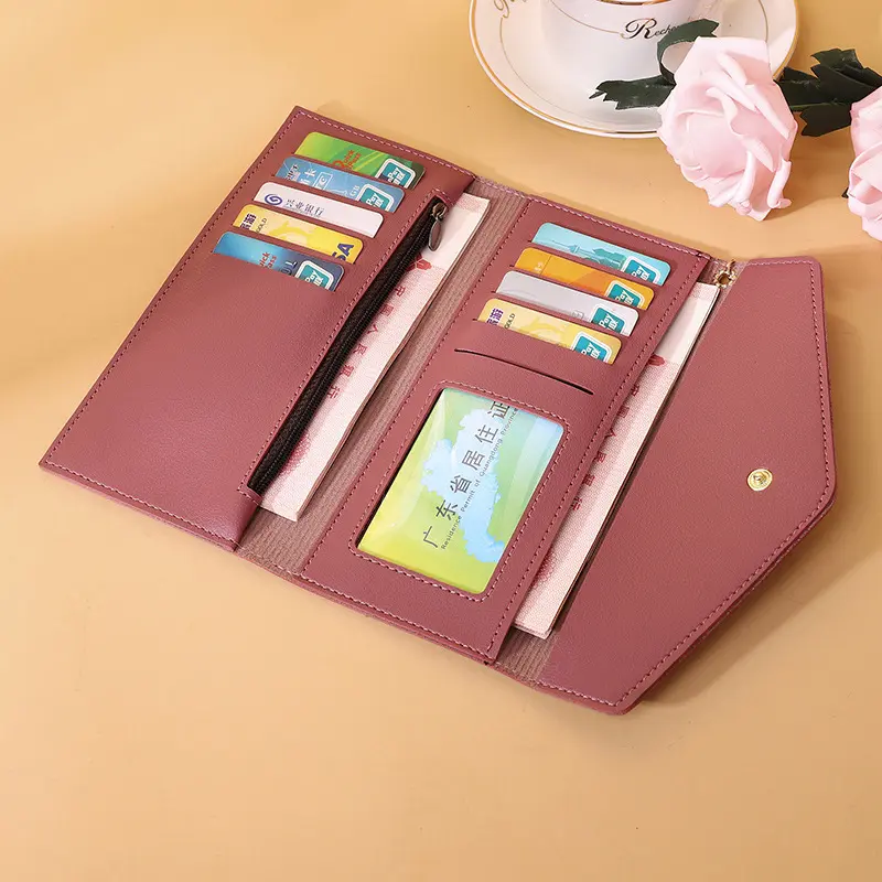 2024 Fashion Women Wallets Simple Zipper Purses Black White Gray Red Long Section Clutch Wallet Soft PU Leather Money Bag