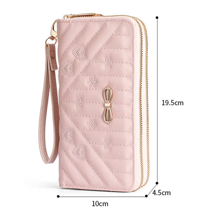 Long Women's Wallet Double Zipper Clutch Money Clip Female Leather Tassel Coin Bag Card Holder Large Capacity Embroidery Purse
