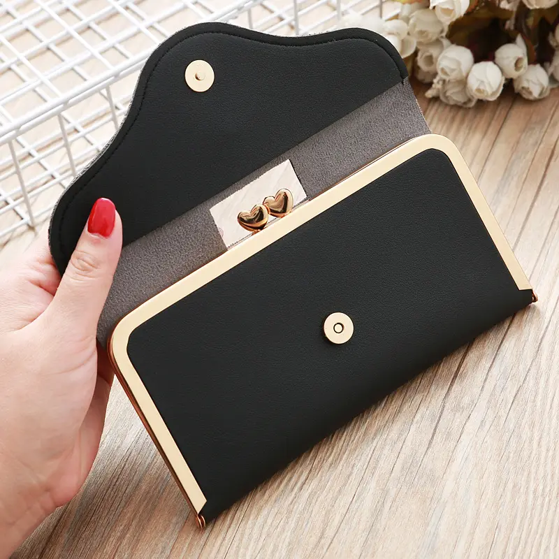 Women's Crown Style Long Wallet Hasp Zipper Money Pouch Female Envelope Coin Purse Cards ID Holder for Girls Portable Clutch Bag