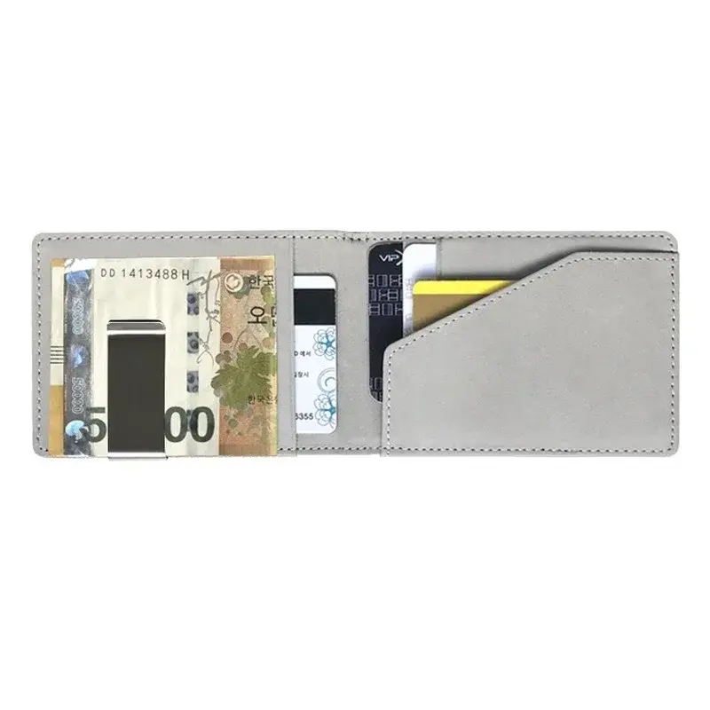 New Fashion Men's Leather Money Clips Wallet Multifunctional Thin Man Card Purses Women Metal Clamp for Money Cash Holder