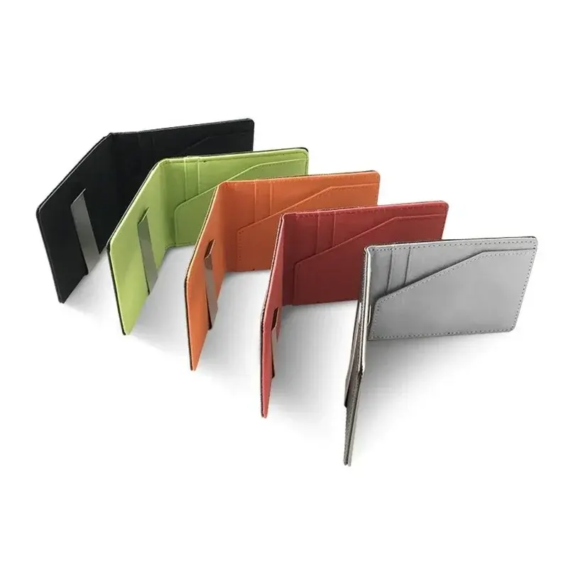 New Fashion Men's Leather Money Clips Wallet Multifunctional Thin Man Card Purses Women Metal Clamp for Money Cash Holder