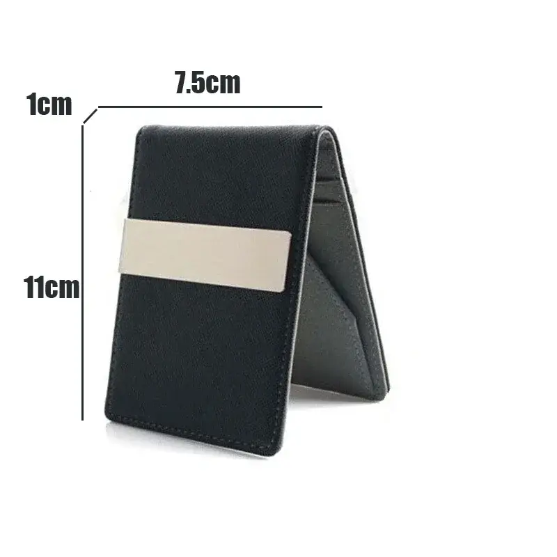 New Fashion Men's Leather Money Clips Wallet Multifunctional Thin Man Card Purses Women Metal Clamp for Money Cash Holder