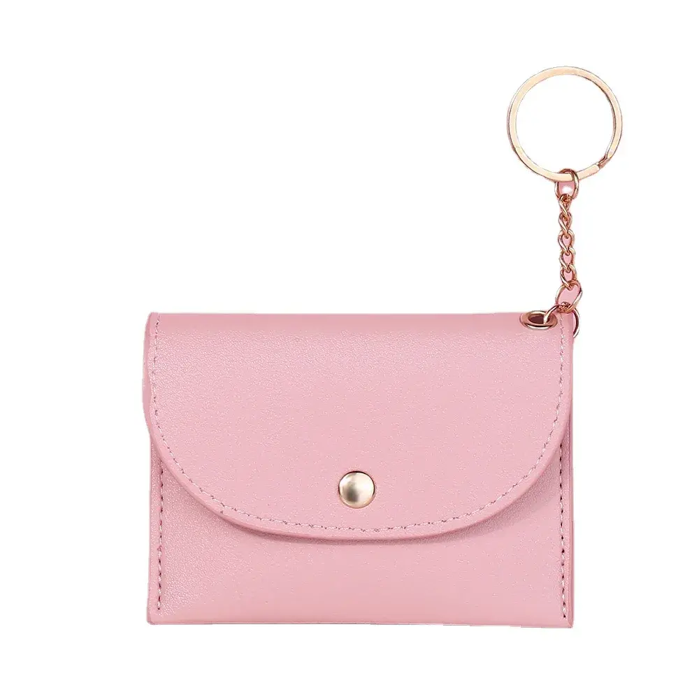 Coin Purse Women Simple Fashion PU Leather Buckle Ultra-thin Mini Change Purses Keychain Wallets Card Holder Pouch Small Wallet