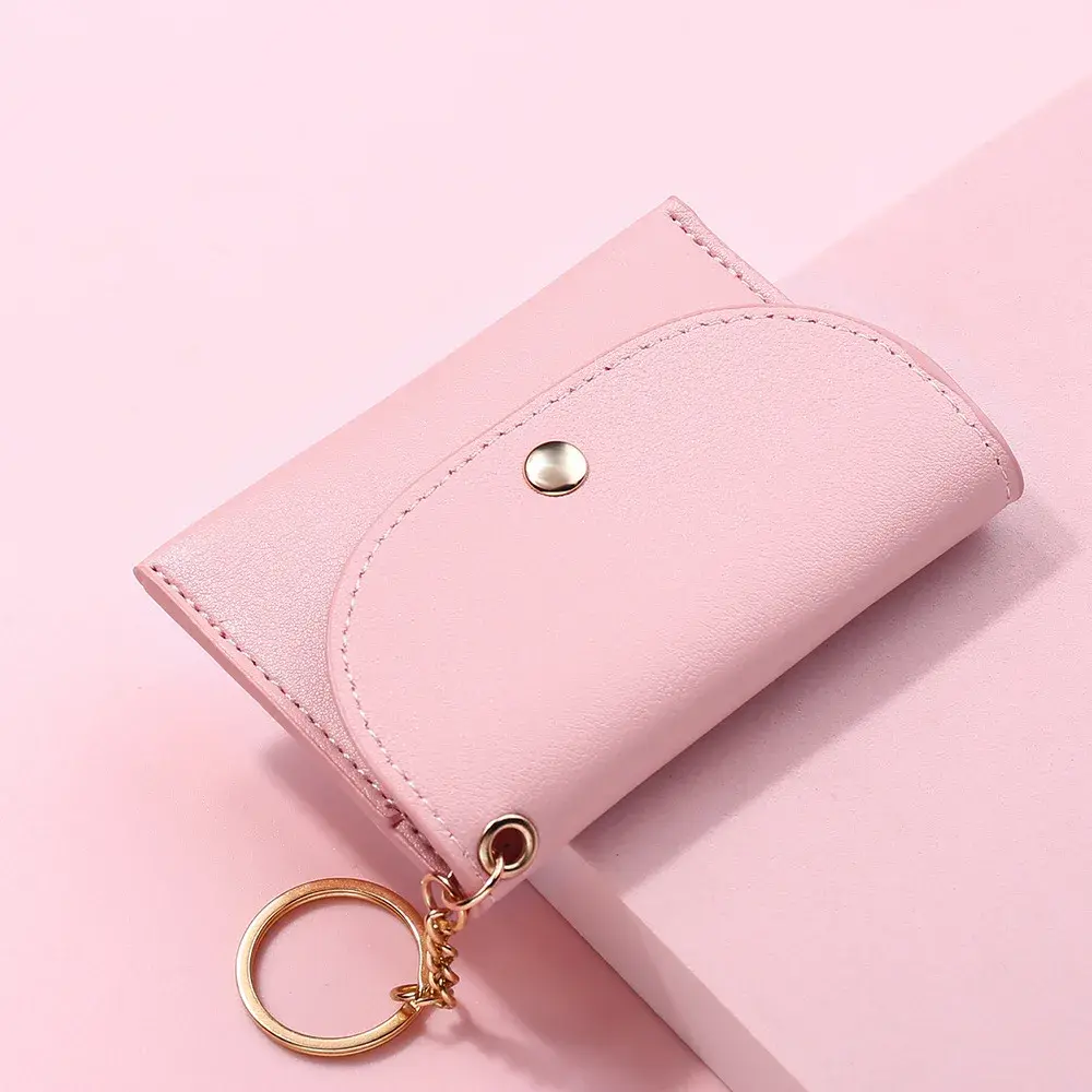 Coin Purse Women Simple Fashion PU Leather Buckle Ultra-thin Mini Change Purses Keychain Wallets Card Holder Pouch Small Wallet