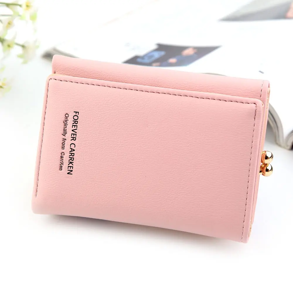Wallet Women Lady Short Women Wallets Black Red Color Money Purses Small Fold PU Leather Female Coin Purse Card Holder