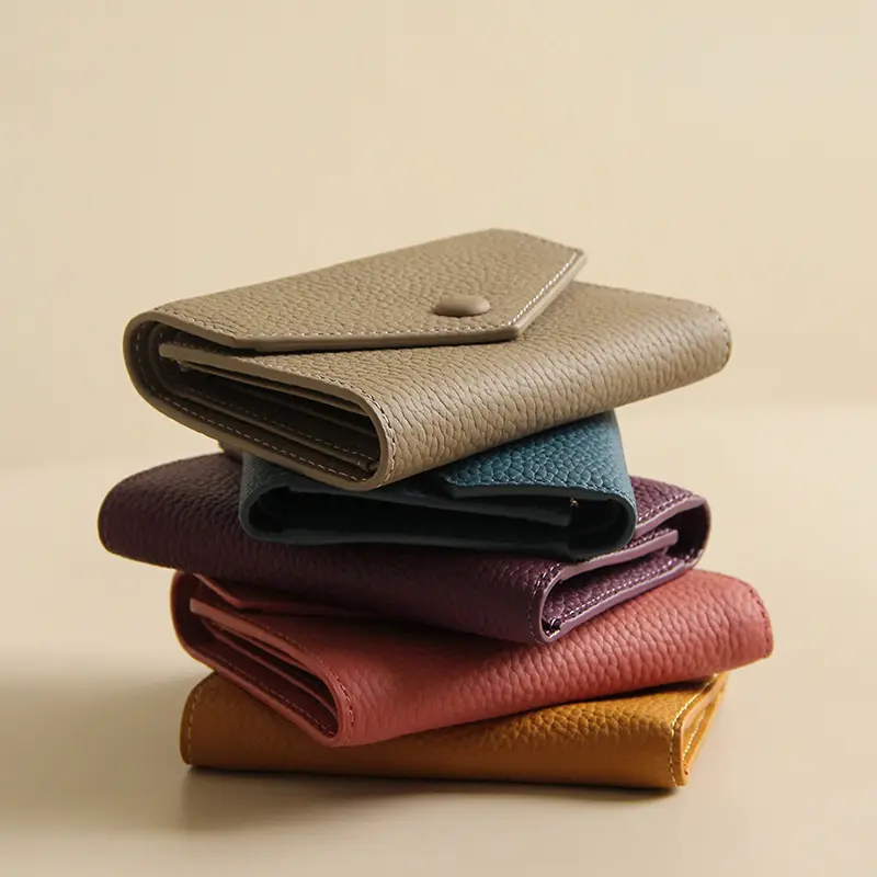 PU Leather Small Women Wallet Tifold Luxury Envelope Card Holder Purse Multipurpose Zip Coin Cowhide Short Lady Wallet