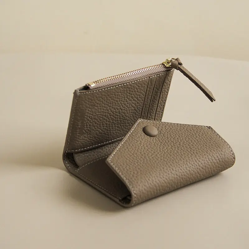 PU Leather Small Women Wallet Tifold Luxury Envelope Card Holder Purse Multipurpose Zip Coin Cowhide Short Lady Wallet