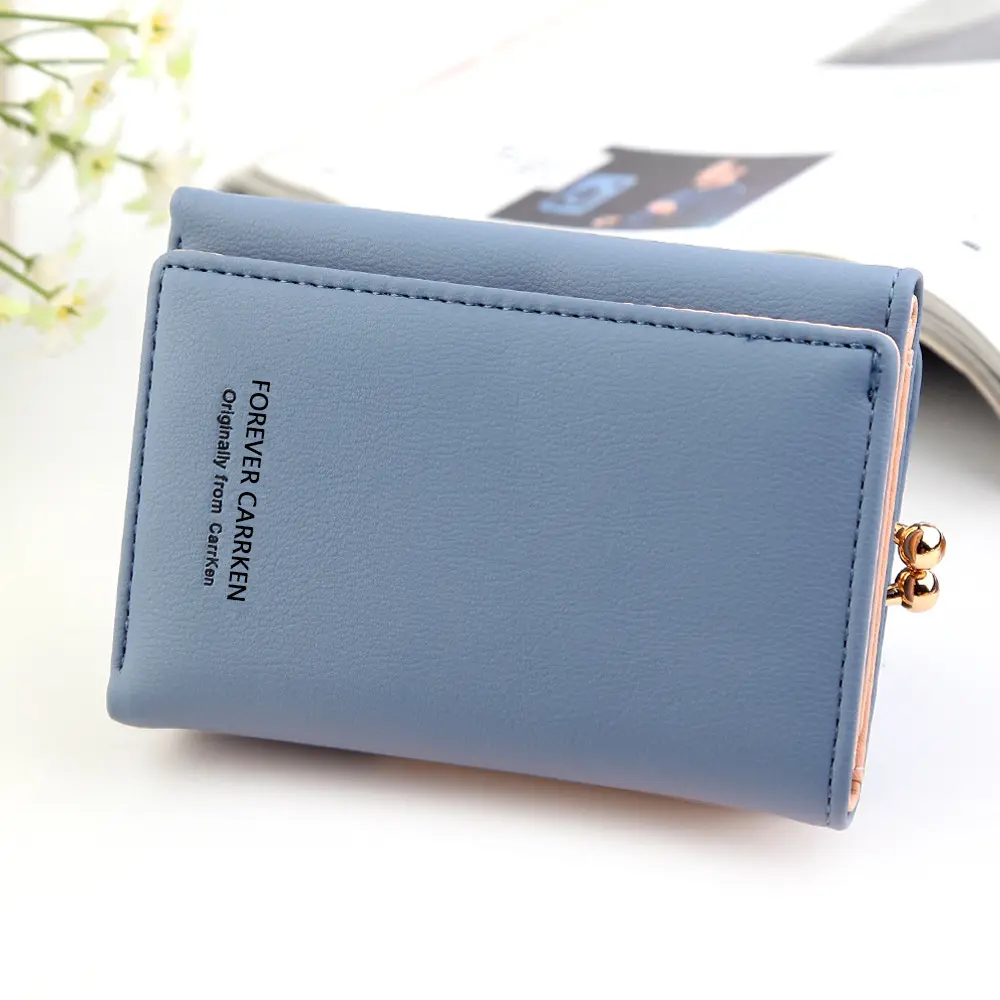 Wallet Women Lady Short Women Wallets Black Red Color Money Purses Small Fold PU Leather Female Coin Purse Card Holder