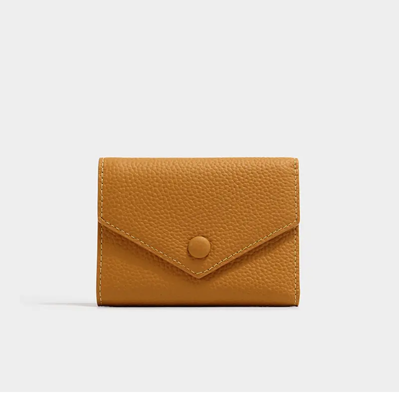 PU Leather Small Women Wallet Tifold Luxury Envelope Card Holder Purse Multipurpose Zip Coin Cowhide Short Lady Wallet