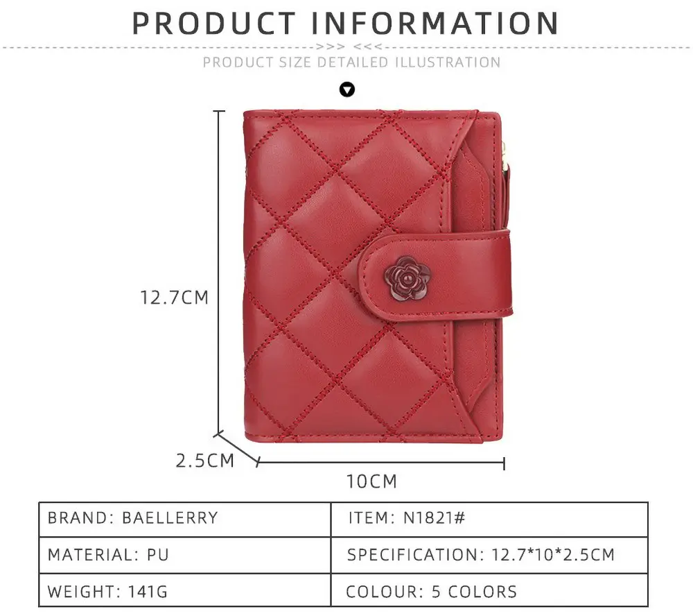 Baellerry PU Leather Mini Wallet for Women - RFID Protection, Multi Card Holder, Zip Around Pocket (Teen Girls Gift)