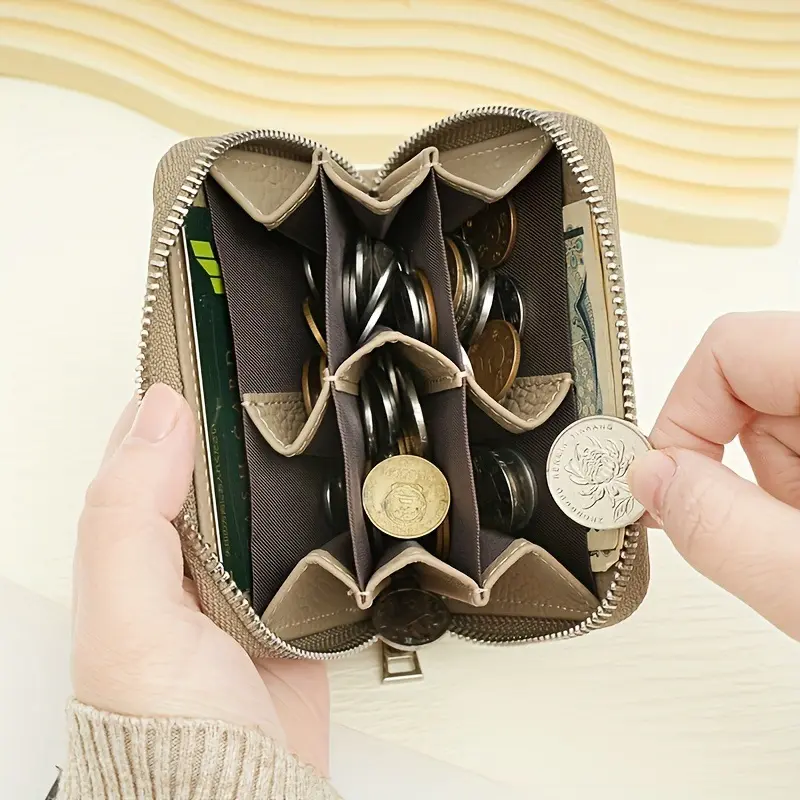 New Simple PU Leather Coin Purse Zipper Mini Wallets Portable Multi-coin Slots Money Bag Card Holder Short Purse for Women Men