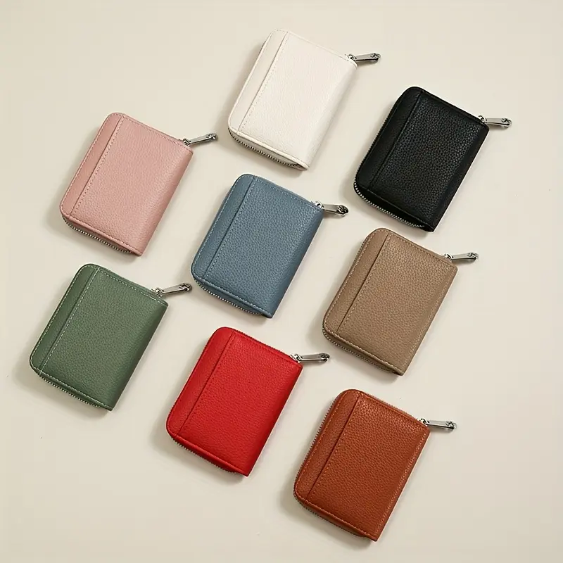 New Simple PU Leather Coin Purse Zipper Mini Wallets Portable Multi-coin Slots Money Bag Card Holder Short Purse for Women Men