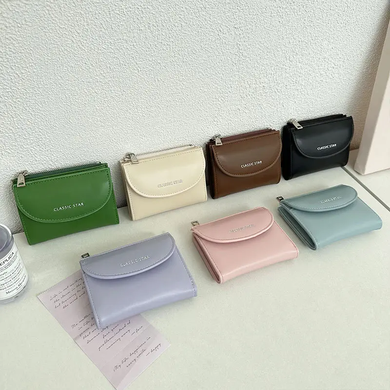 Wallets For Women Fashion Short Zipper & Hasp Pu Leather Purses Large Capacity Money Bag Small Coin Card Holders Clutch Carteras
