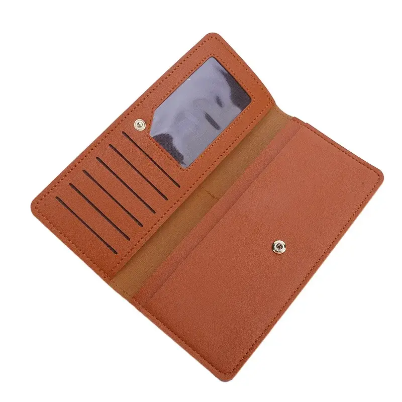 ID Credit Multi-Card Holder Money Bag Clip PU Leather Long Women Thin Wallets Large Capacity Female Coin Purses Hasp Clutch