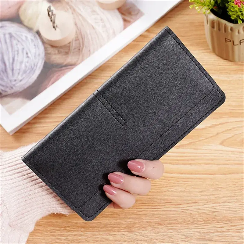ID Credit Multi-Card Holder Money Bag Clip PU Leather Long Women Thin Wallets Large Capacity Female Coin Purses Hasp Clutch