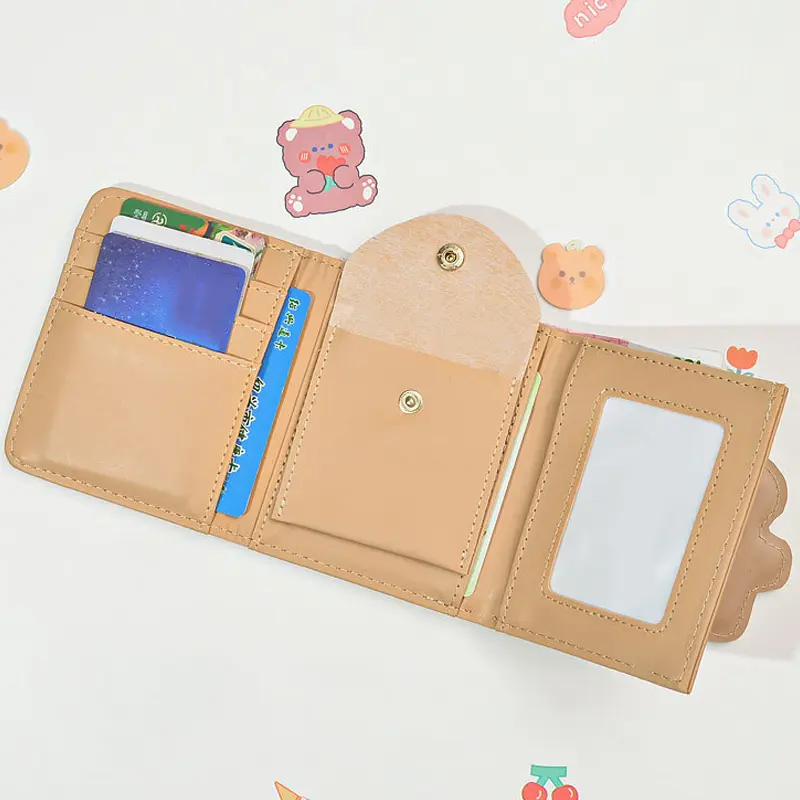Versatile Little Bear Wallet Cartoon Women's Short Coin Wallet Snap On Card Bag