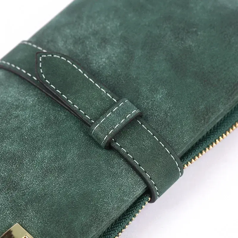 Women's Wallet Long Design Wallet Two-fold Multicolor Clutch Drawstring Nubuck Leather Zipper Women's Wallets 2024 New Fashion