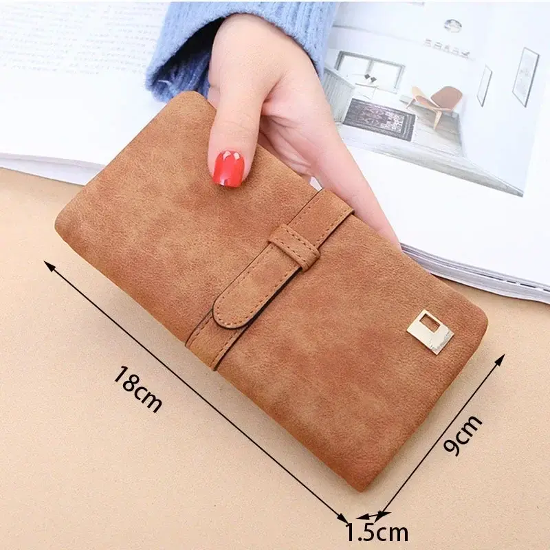 Women's Wallet Long Design Wallet Two-fold Multicolor Clutch Drawstring Nubuck Leather Zipper Women's Wallets 2024 New Fashion