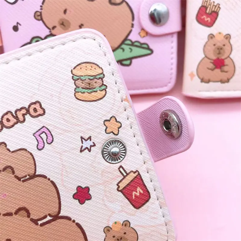 Foldable Capybara Wallet Short Money Bag Cute Coin Purse PU Leather Mini Purse Card Holder With Buttons Money Clip