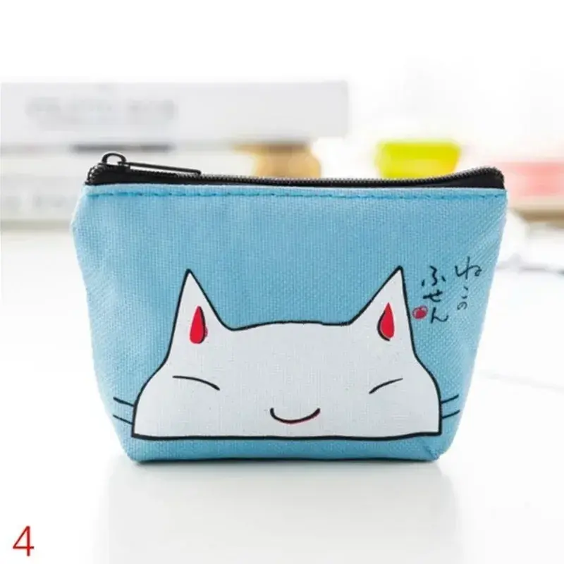 New Cartoon Cat Print Mini Oxford Key Wallet Women Card Holder Zipper Money Pouch Purse Storage Bag Kawaii Girls Cute Wallet
