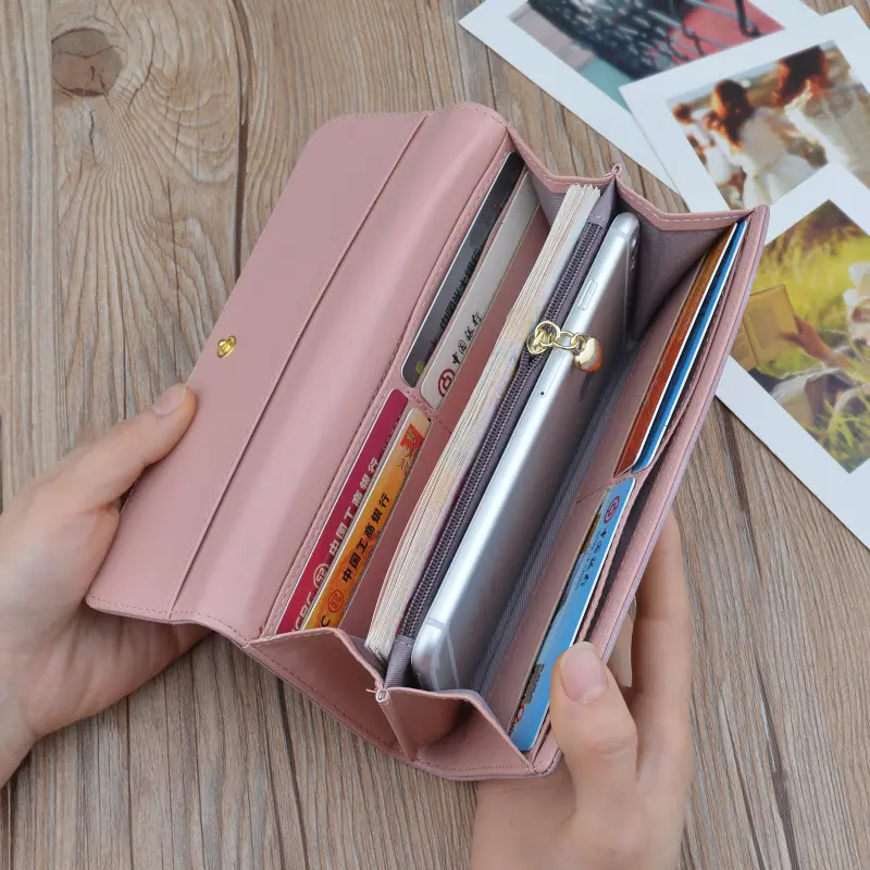 Women's Wallets Multifunctional Fashion New Frosted Long Wallet Retro Deer Snap Clasp Clutch Bag PU Leather Female Coin Purse