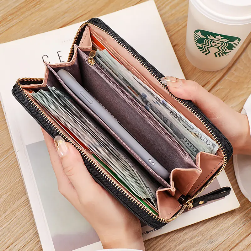 Women's Wallets Multifunctional Fashion New Frosted Long Wallet Retro Deer Snap Clasp Clutch Bag PU Leather Female Coin Purse