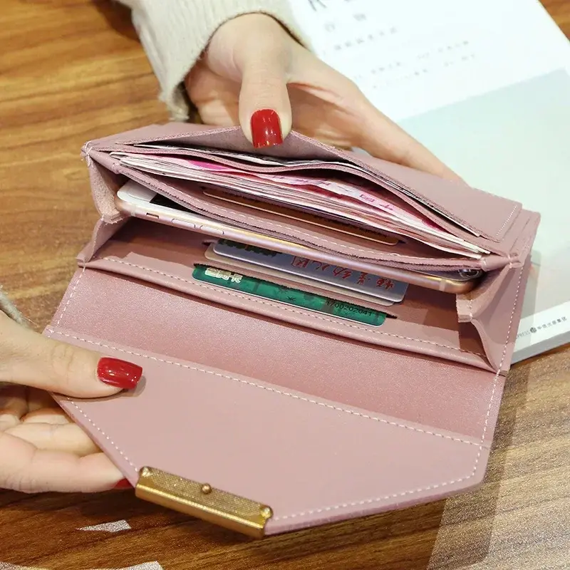 Leather Women Wallets Fashion Hasp Wallet Women's Long Design Purse Clutch Women Lady Wallet Phone Pocket Cartera Mujeres New