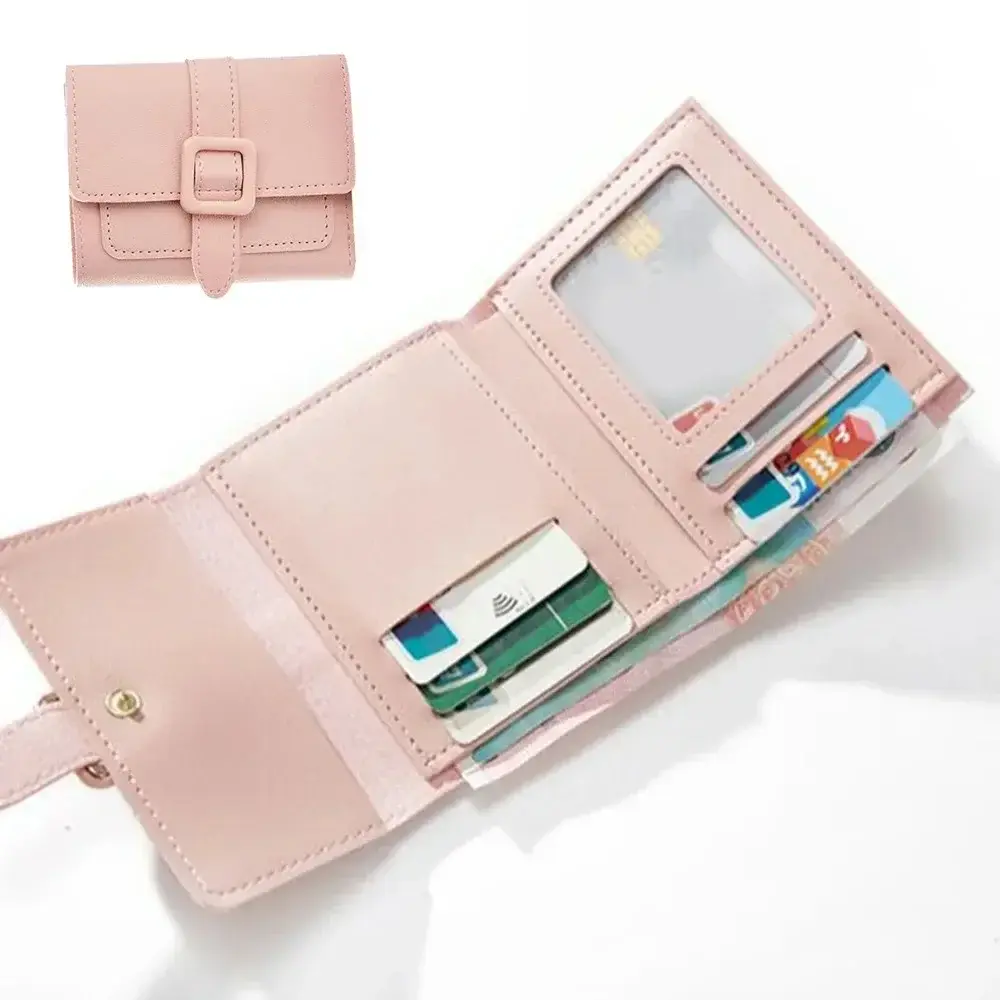 Women's Candy Color Mini Wallet - PU Leather Coin Purse & Card Holder, Compact Solid Бумажник
