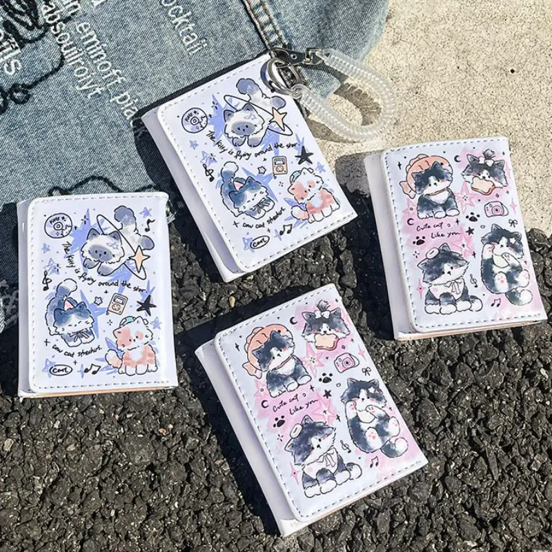 PU Leather Cute Women Wallet Coin Purse Simple 3 Folds Multi-card Slots Card Holder Cute Cat Dog Short Wallets for Girls