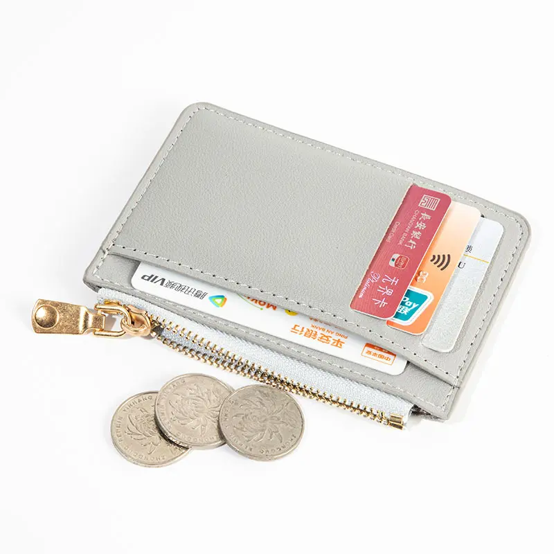 1PC Ultra-Thin Women Men Credit ID Card Holder PU Leather Zipper Fashion Small Wallet Money Bag Case Coin Purse Clip Organizer