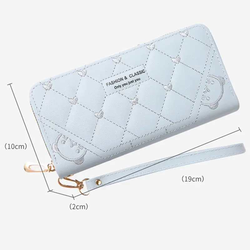 Women's Embroidered Wallet - European Style Zipper Card Holder with Phone Pocket, Fashion Crossbody Handbag Purse