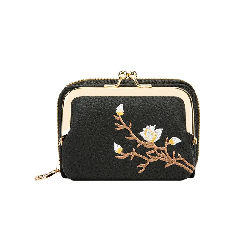 New Women Floral Wallets Short Hasp Purses Portable Detachable Money Bag Large Capacity Pu Leather Business Card Holder