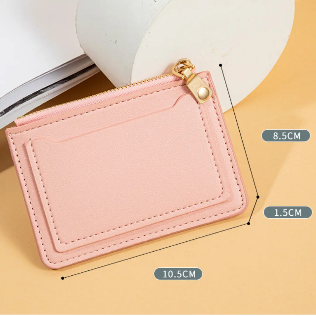 1PC Ultra-Thin Women Men Credit ID Card Holder PU Leather Zipper Fashion Small Wallet Money Bag Case Coin Purse Clip Organizer