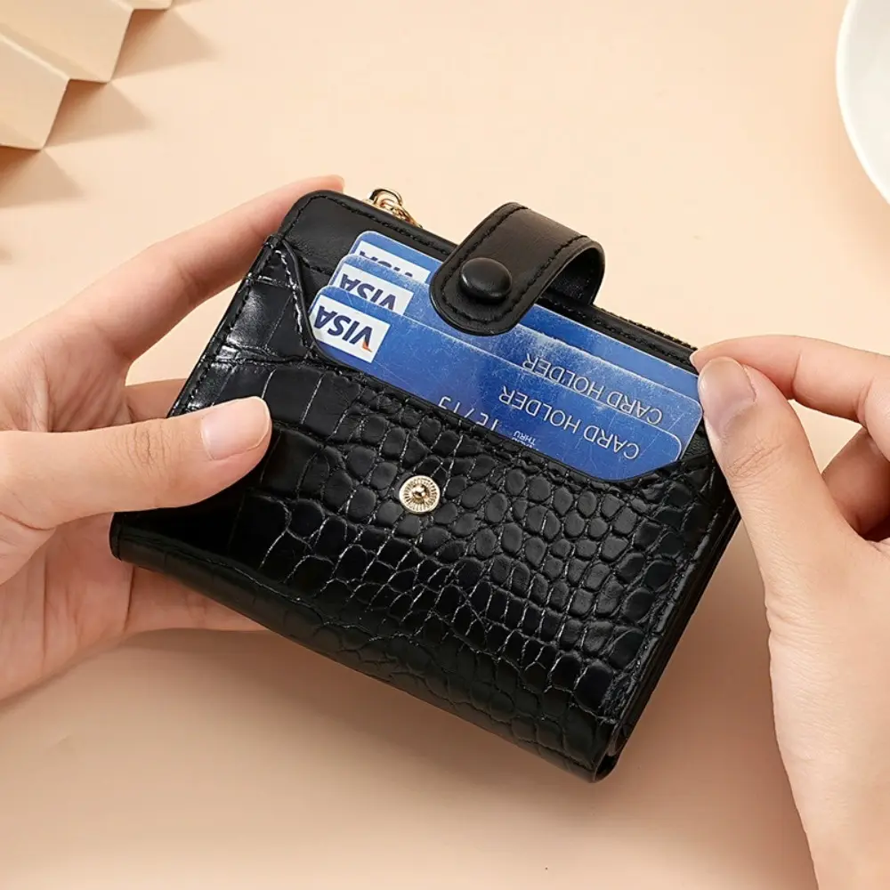 Elegant Women's Multi Card Wallet - Secure Double Zip Clutch | Casual PU Leather Purse with Style Storage Crocodile Card Bag