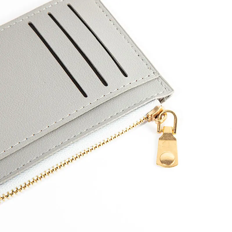 1PC Ultra-Thin Women Men Credit ID Card Holder PU Leather Zipper Fashion Small Wallet Money Bag Case Coin Purse Clip Organizer
