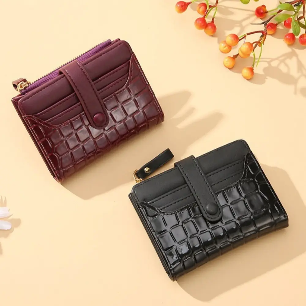 Elegant Women's Multi Card Wallet - Secure Double Zip Clutch | Casual PU Leather Purse with Style Storage Crocodile Card Bag