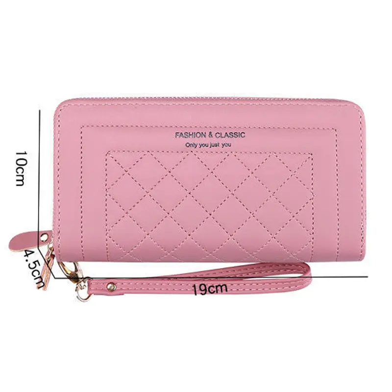 Women's Long PU Leather Wallet - Luxury Double Zipper Clutch with High Capacity, Phone Bag & Coin Purse (Fashion Design)
