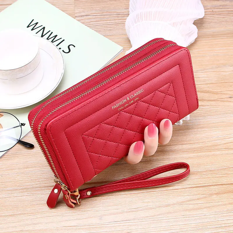 Women's Long PU Leather Wallet - Luxury Double Zipper Clutch with High Capacity, Phone Bag & Coin Purse (Fashion Design)